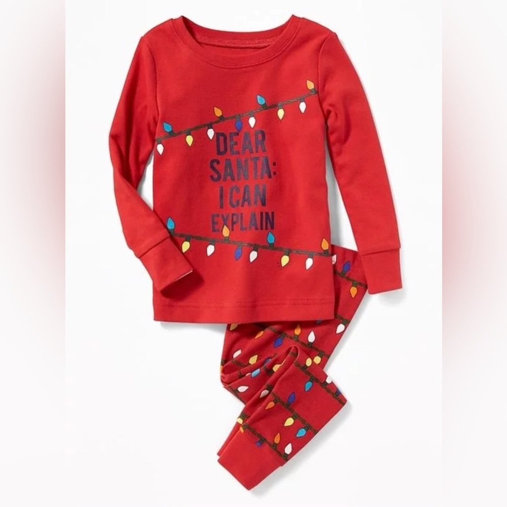 Old Navy Red Kids Pajama Set with Holiday Lights